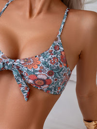 Retro Floral Tie-Front Bikini Set