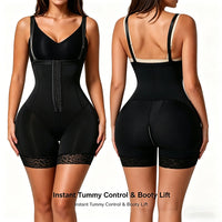 Women's Faja Bodysuit With Tummy Control, High Compression Waist Trainer Shapewear, Seamless Body Shaper With Lace Trim, Adjustable Straps, Zipper Crotch – view 8