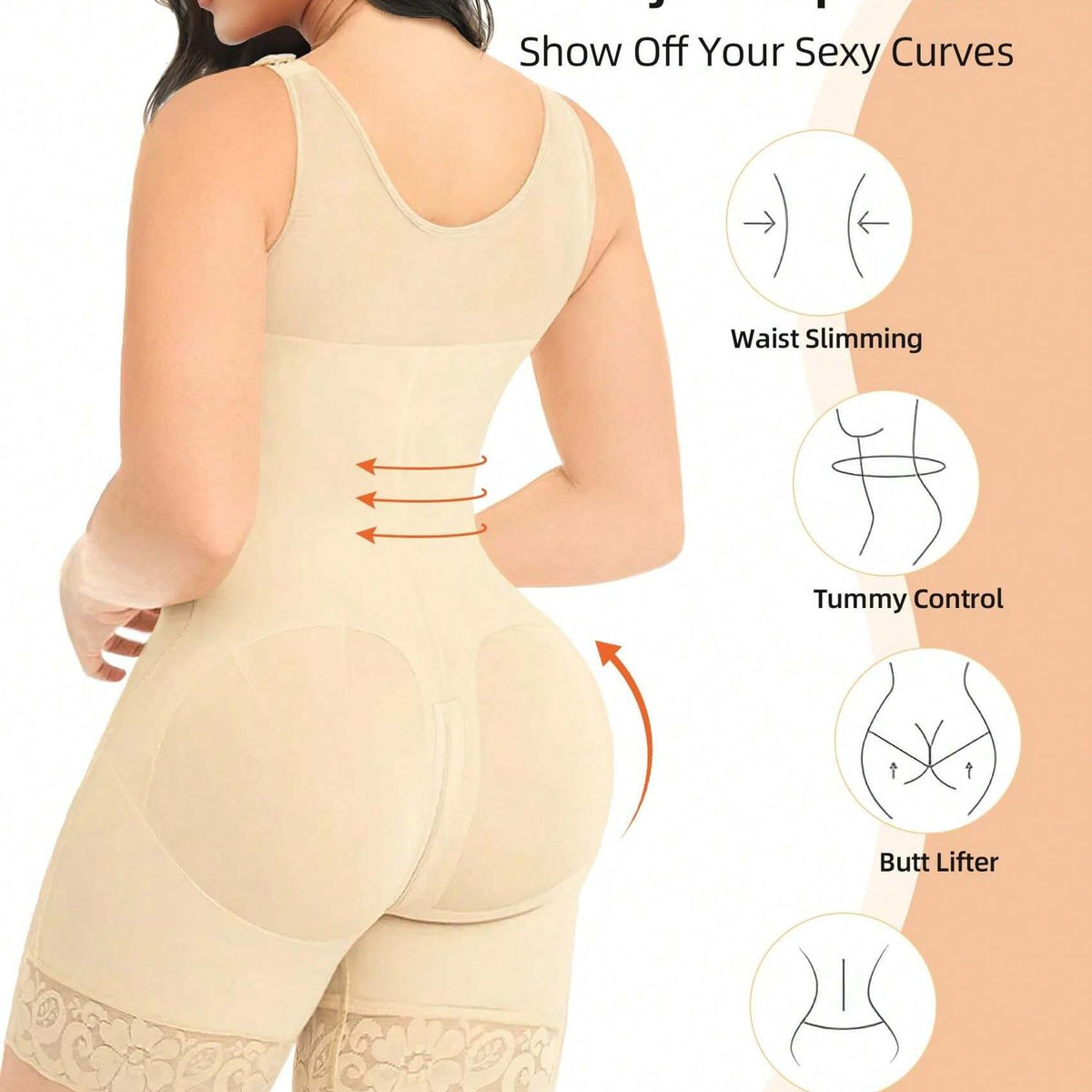 Colombian Faja Full Body Shaper – Abdominal Control & Hip Lifter, Zipper Crotch – view 4