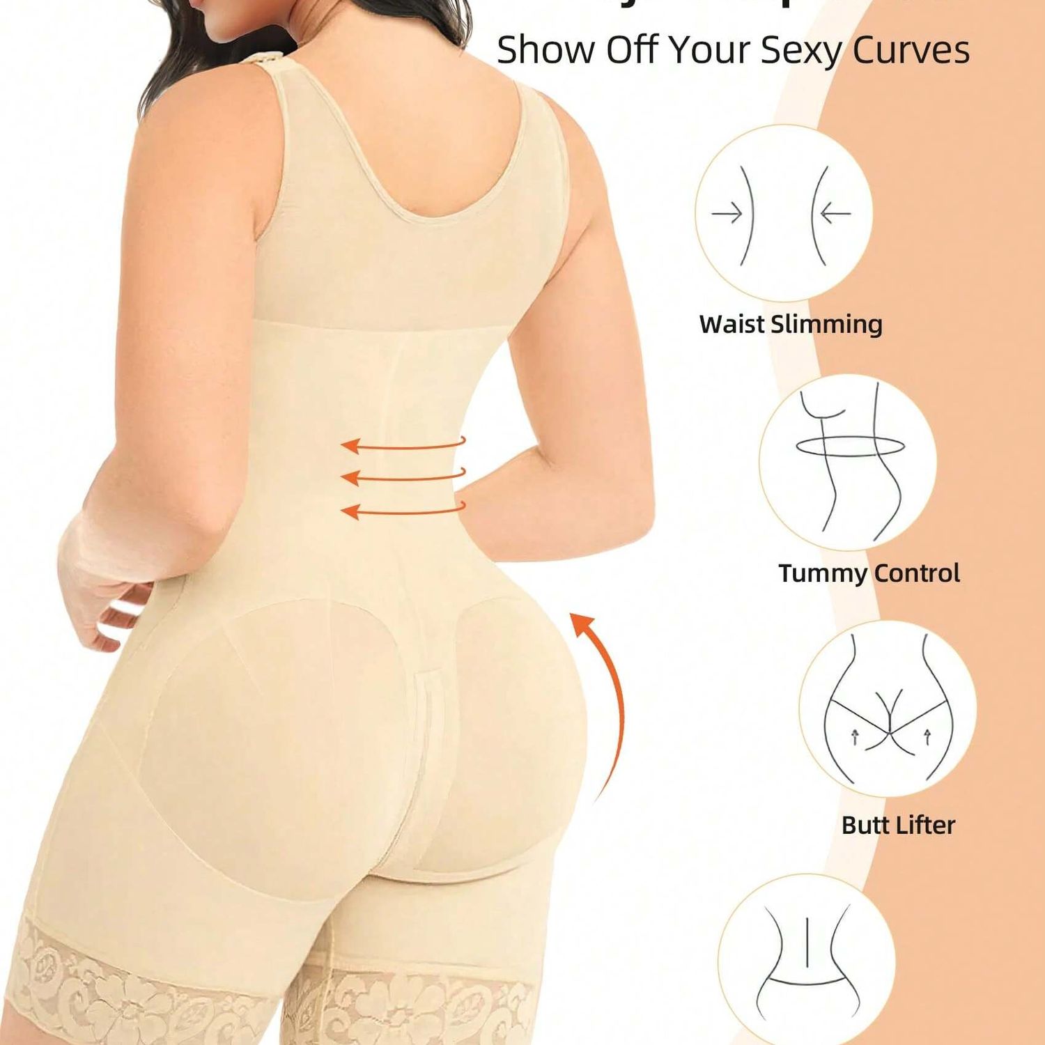 Colombian Faja Full Body Shaper – Abdominal Control & Hip Lifter, Zipper Crotch