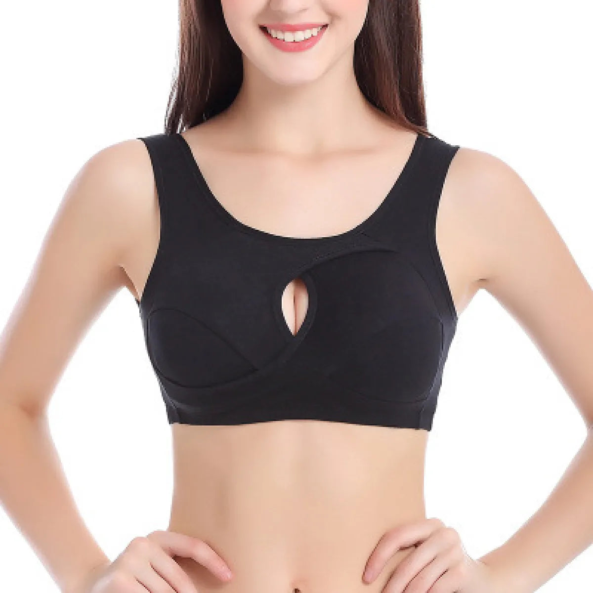 Bluehorixon Cotton Comfort Sports Bra in black