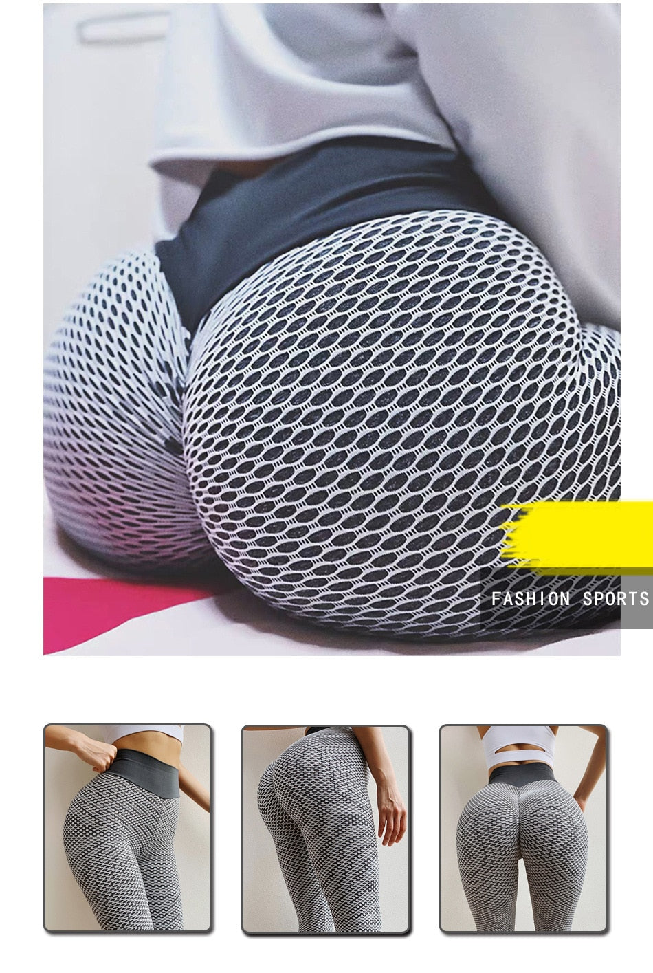 Bluehorixon Textured Scrunch-Butt Leggings with Tummy Control Waistband – side view