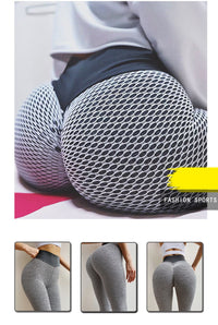 Bluehorixon Textured Scrunch-Butt Leggings with Tummy Control Waistband – side view
