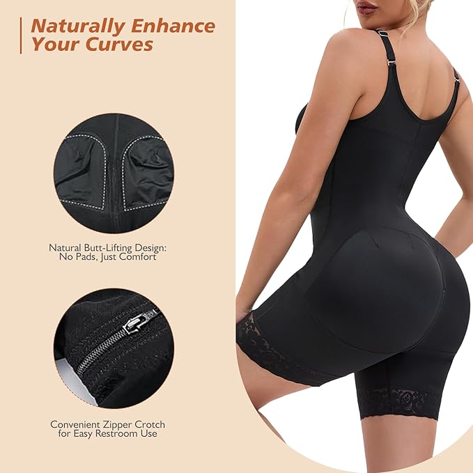 Colombian Faja Postpartum Bodysuit – Tummy Control & Butt Lifter with Zipper Crotch