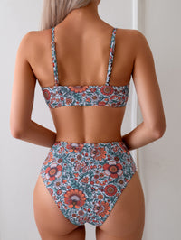 Retro Floral Tie-Front Bikini Set