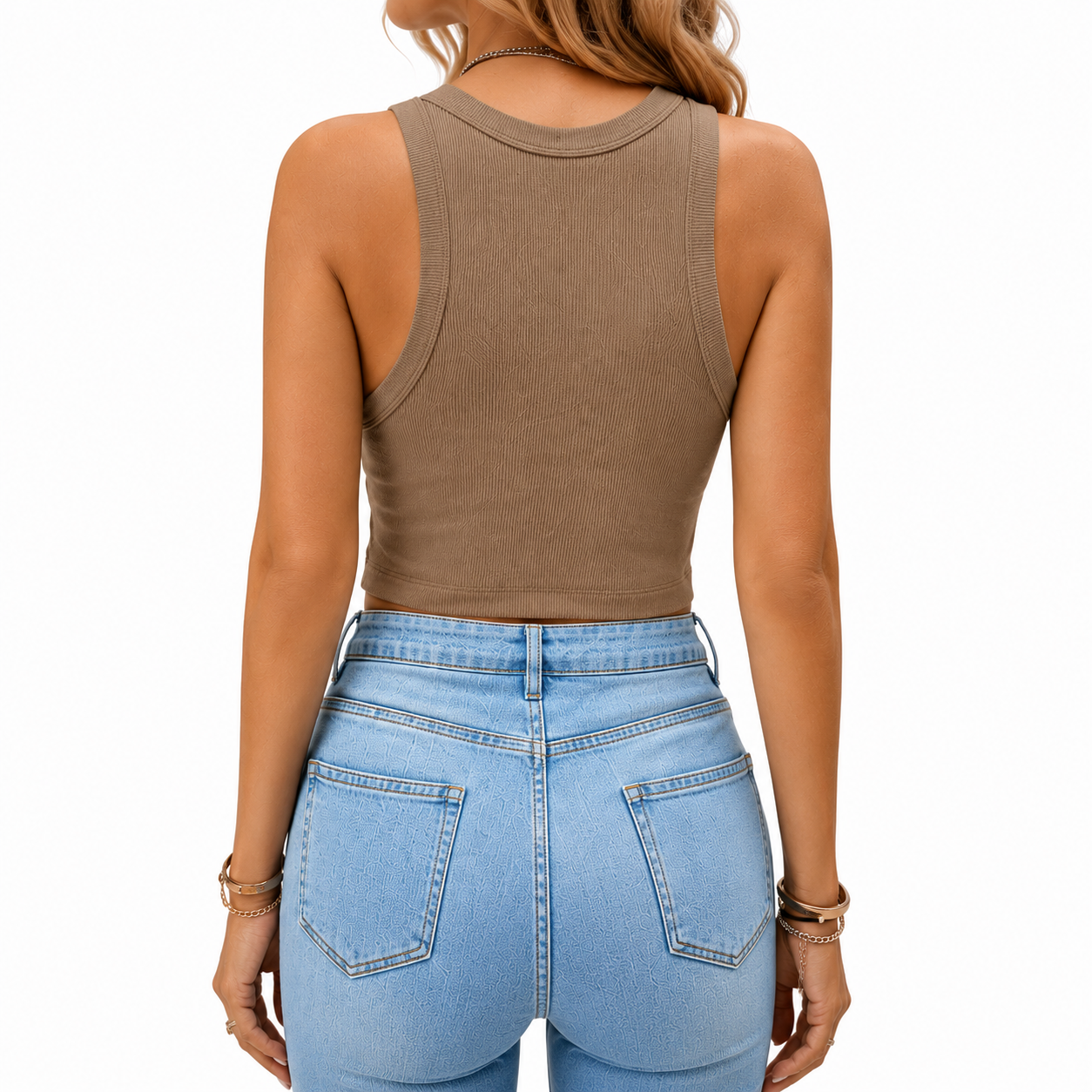 Bluehorixon Round Neck Bra Vest with Built-In Support – fabric detail