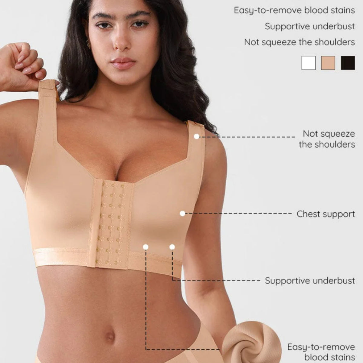 Bluehorixon Post-Surgery Front-Closure Compression Bra