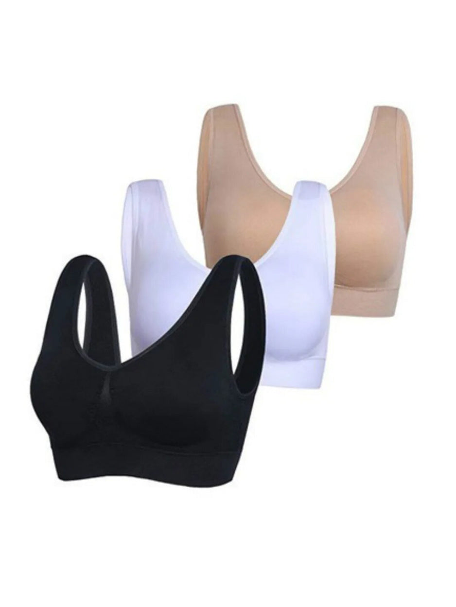 3-Pack Sports Bras For Women, Padded Strappy Racerback Push Up Open Back Medium Support Sports Yoga – view 1