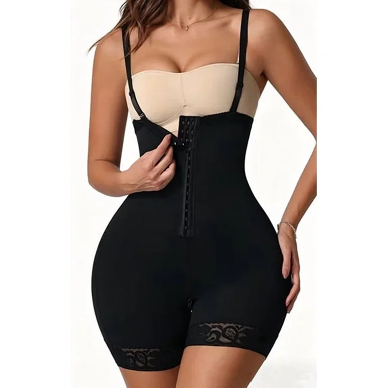 Women's Faja Bodysuit With Tummy Control, High Compression Waist Trainer Shapewear, Seamless Body Shaper With Lace Trim, Adjustable Straps, Zipper Crotch – view 1