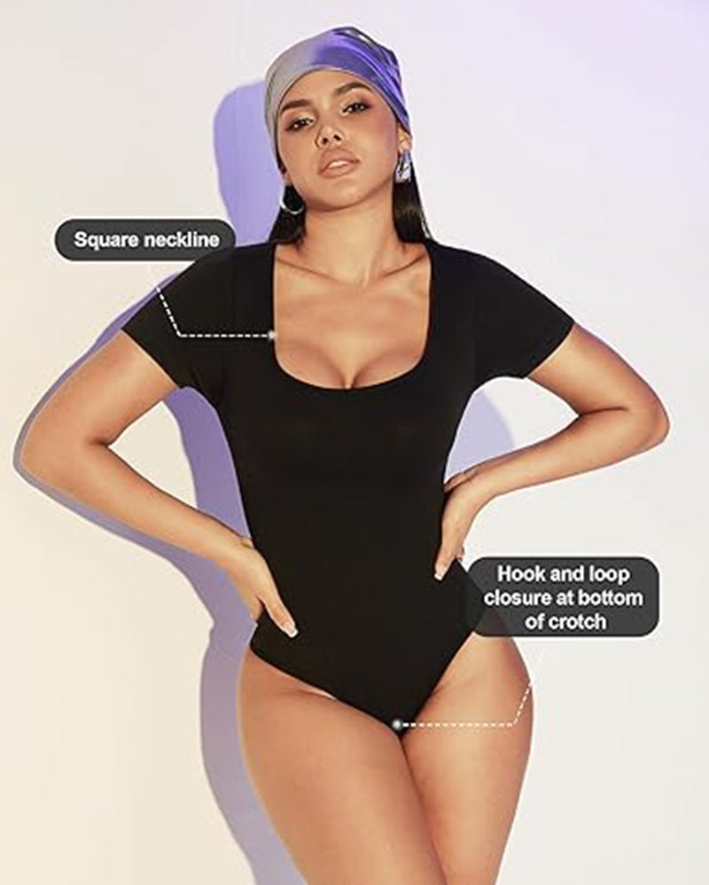 Seamless Square Neck Bodysuit – Tummy Control & Body Sculpting, Short Sleeve – view 4