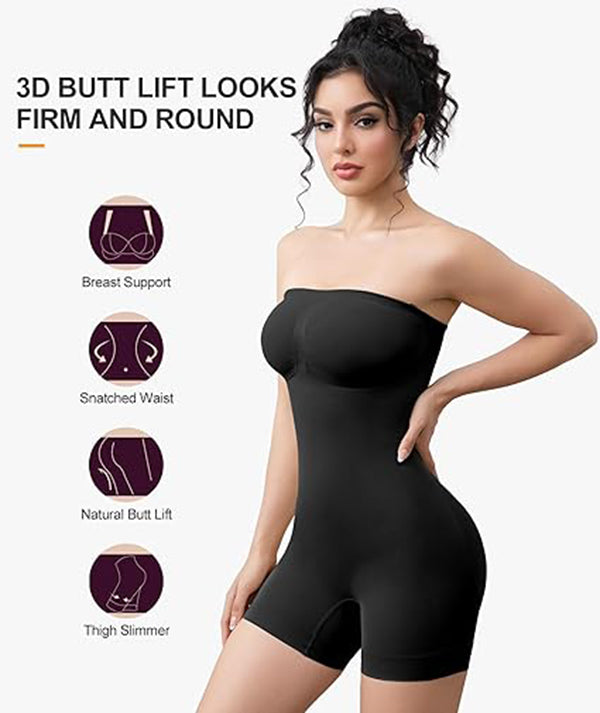Off-Shoulder Bandeau Strapless Shaping Bodysuit - back