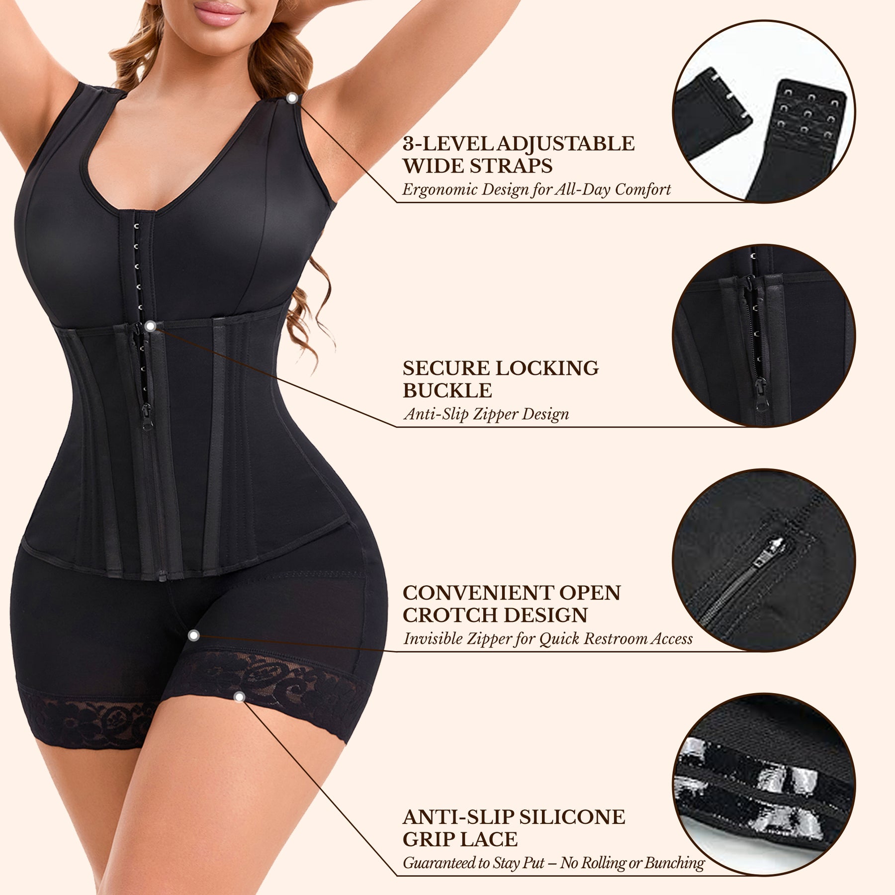 Colombian Faja Full Body Shaper – Overbust Tummy Control & Butt Lifter, Post-Surgery