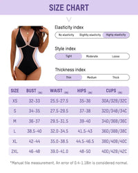 Bluehorixon Color Block Plunge Swimsuit with Tummy Control – back view
