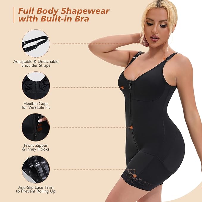Colombian Faja Postpartum Bodysuit – Tummy Control & Butt Lifter with Zipper Crotch