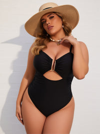 Plus Size U-Ring Cutout One-Piece Swimsuit