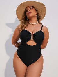 Plus Size U-Ring Cutout One-Piece Swimsuit