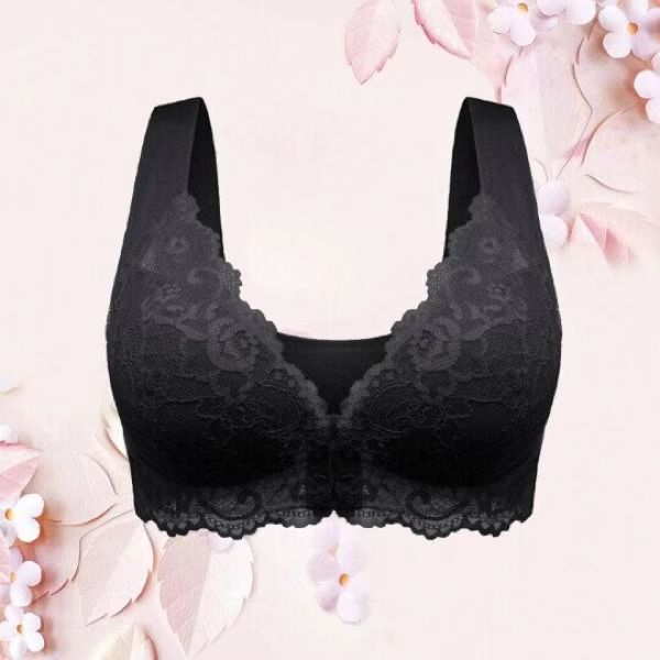 Bluehorixon Plus-Size Wireless Lace Push-Up Bra – side view