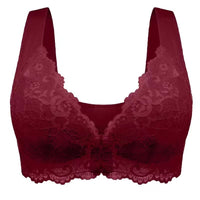 Bluehorixon Plus-Size Wireless Lace Push-Up Bra – back view