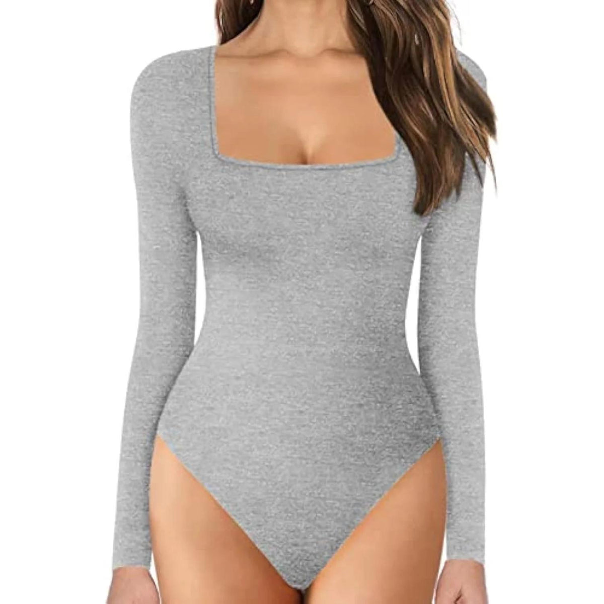 Long Sleeve Square Neck Shaper Bodysuit – Tummy Control & Slimming – view 3