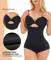 Built-in bra faja bodysuit with zipper front – Bluehorixon