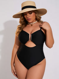 Plus Size U-Ring Cutout One-Piece Swimsuit