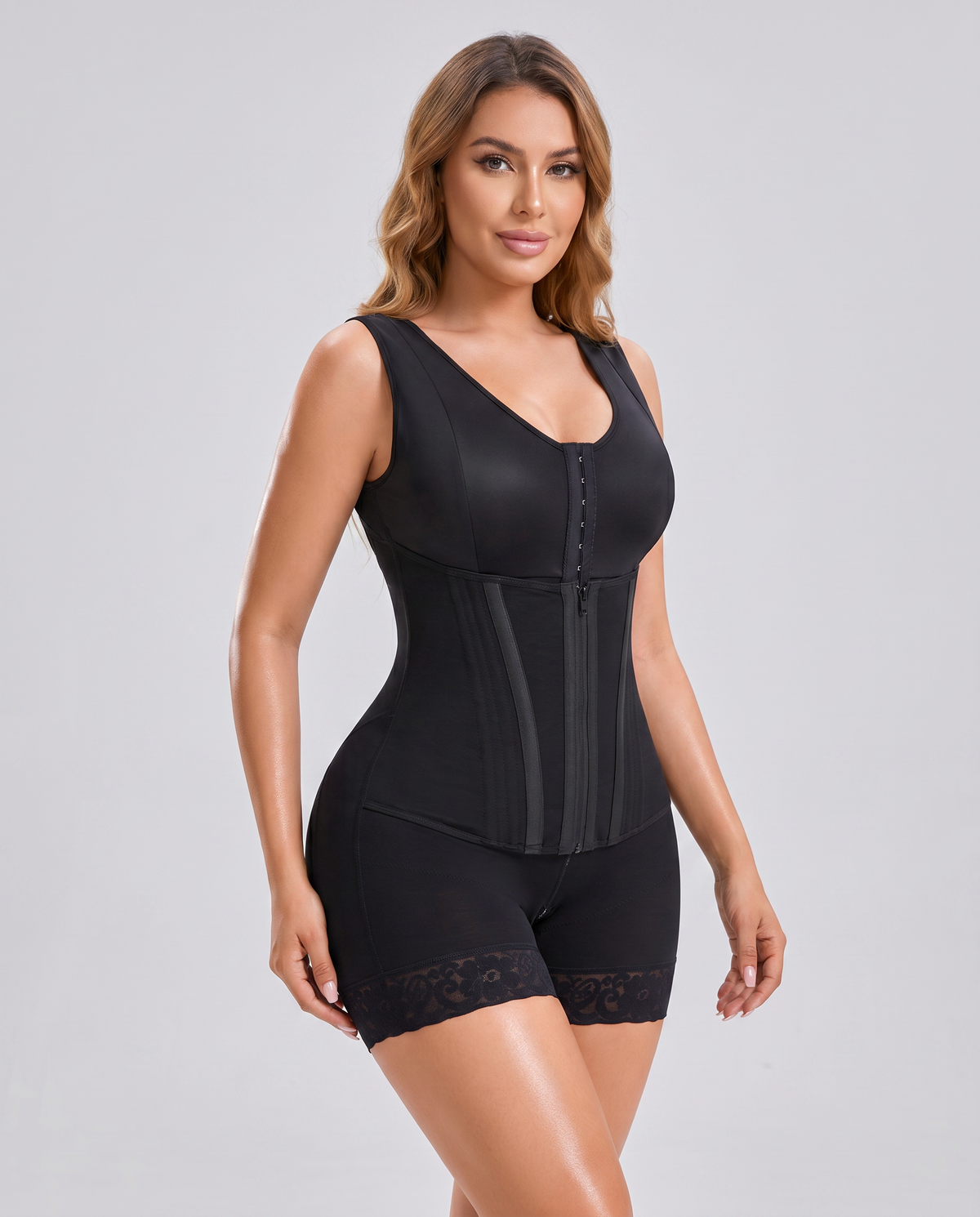 Colombian Faja Overbust Full Body Shaper on model