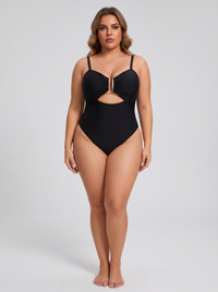 Plus-Size U-Ring Cutout Swimsuit - hero
