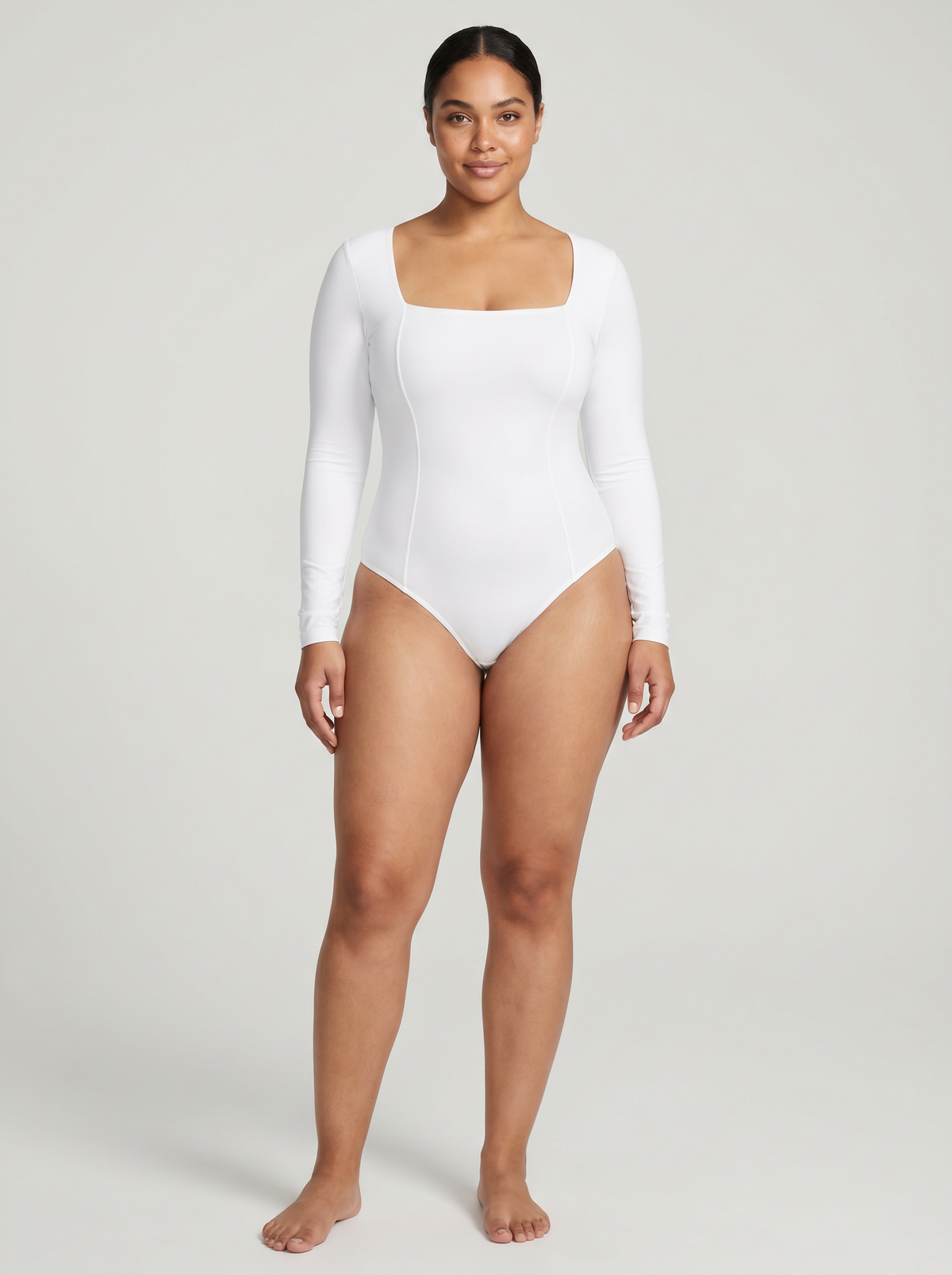 Long Sleeve Shaper Bodysuit - White