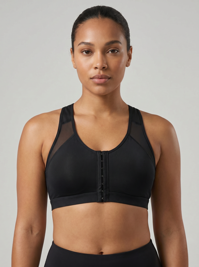 Bluehorixon Front-Buckle Sports Bra – High-Impact, Wire-Free Support