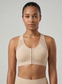 Front-Buckle Sports Bra - Beige