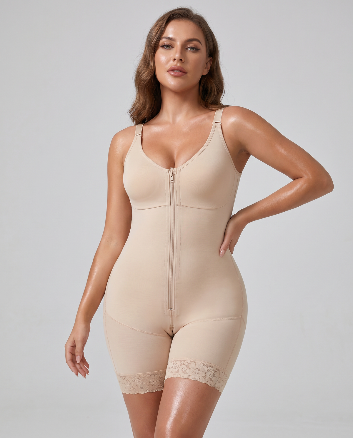 Colombian Faja Postpartum Bodysuit on model