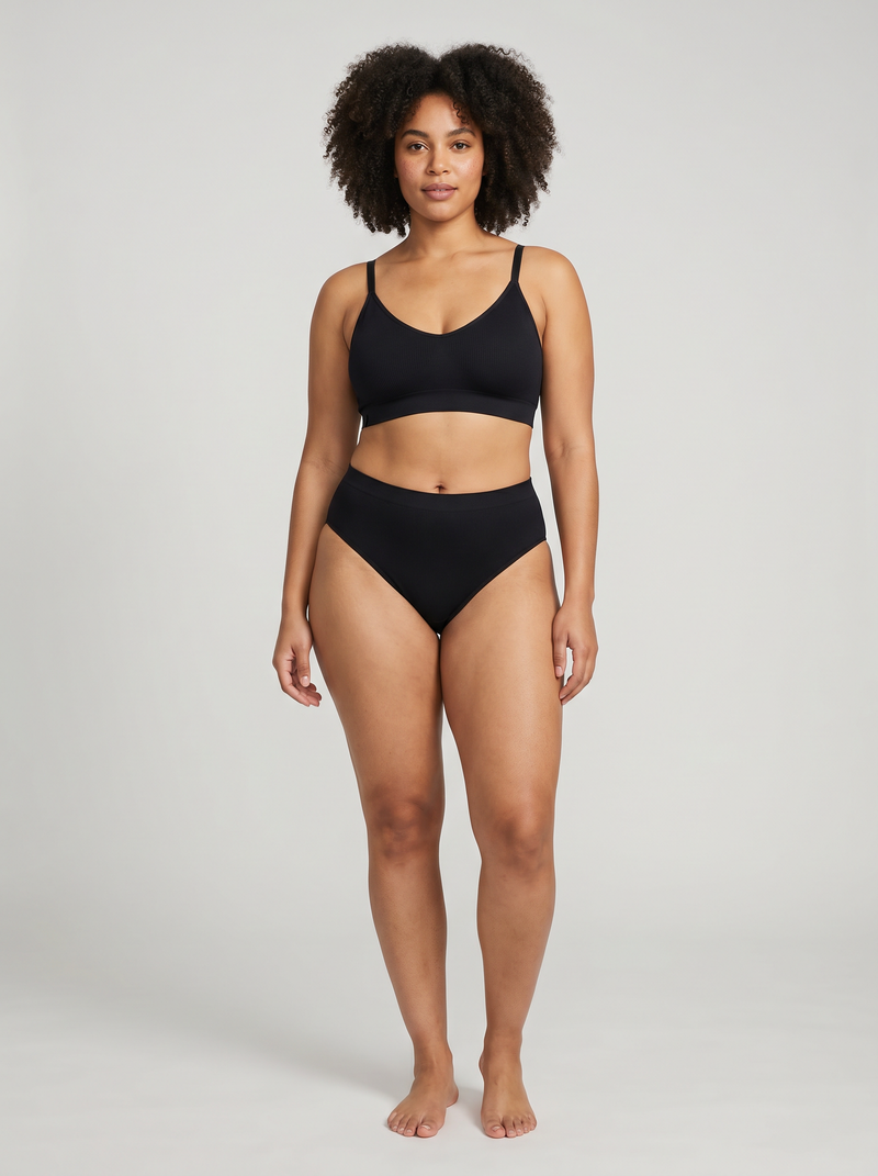 Ribbed Seamless Bra - Black