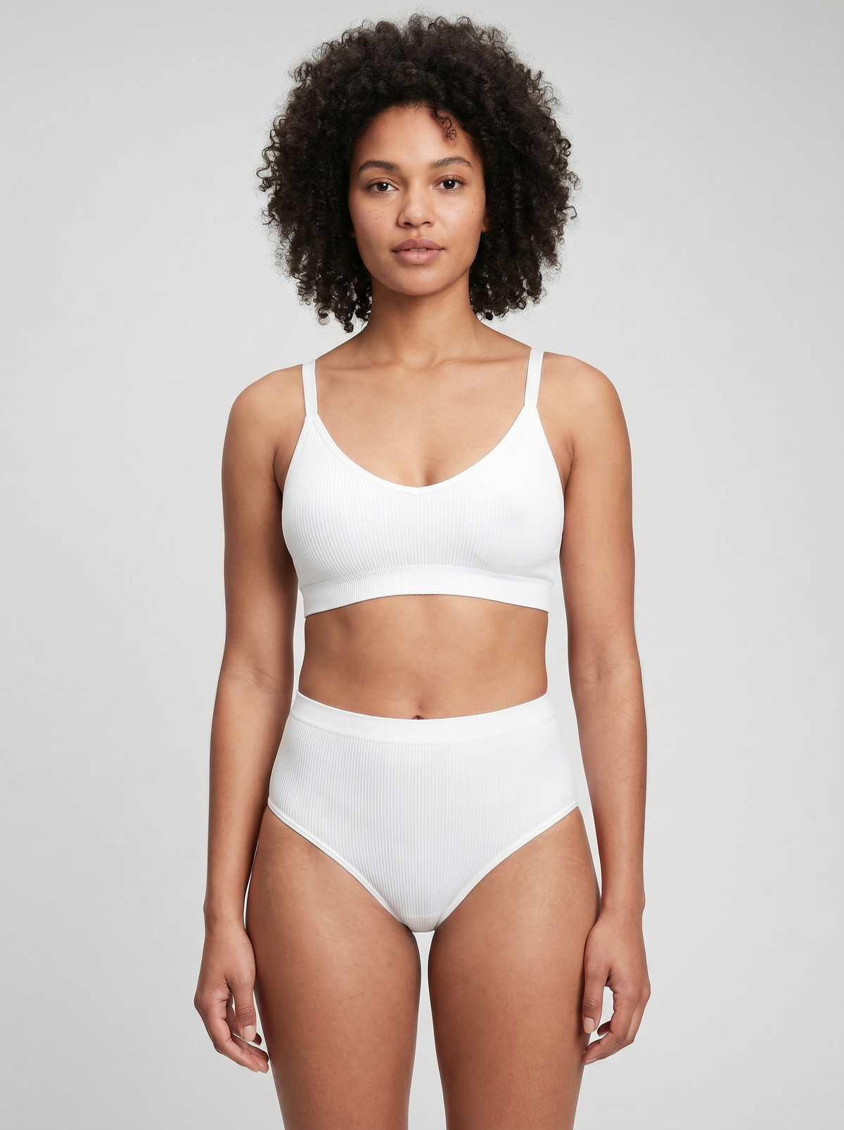 Ribbed Seamless Bra - White