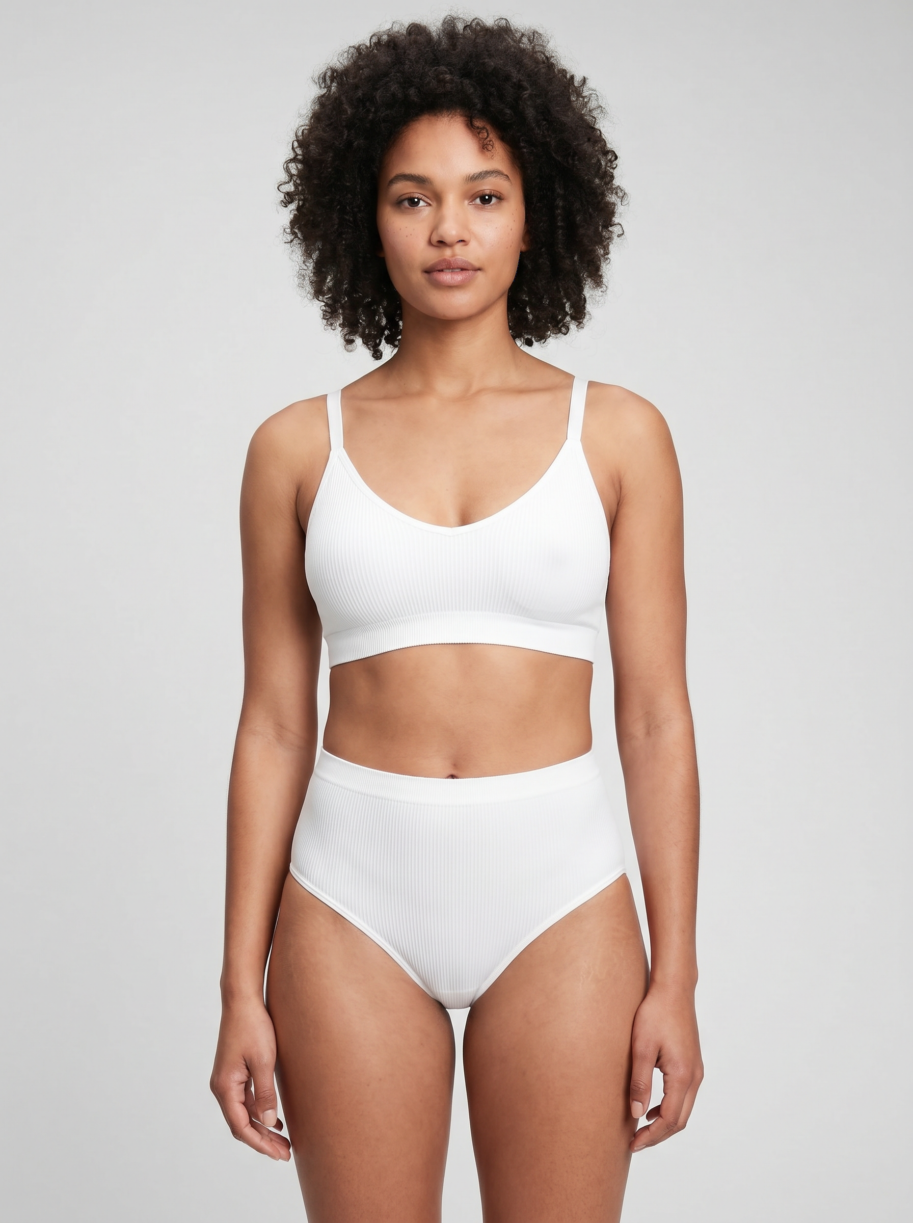 Ribbed Seamless Bra - White