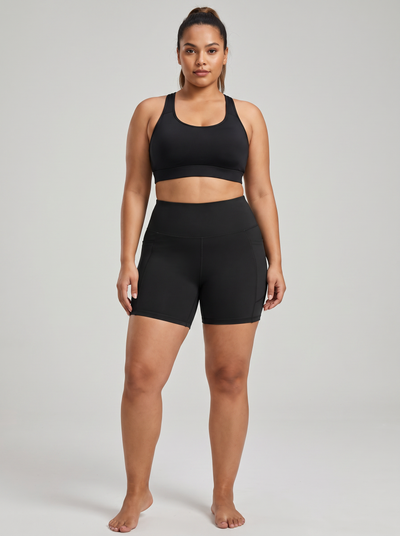 Bluehorixon High Waist Biker Shorts – Tummy Control, Plus Size