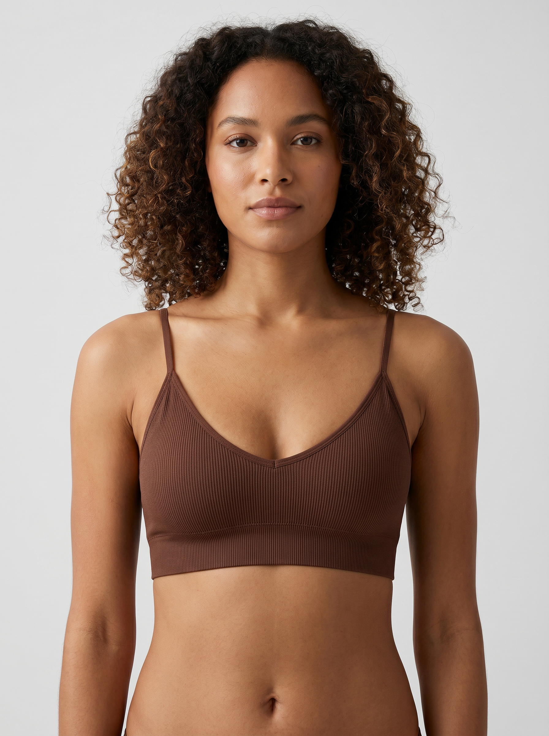 Wire-Free Push-Up Sports Bra - Brown