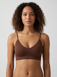 Wire-Free Push-Up Sports Bra - Brown