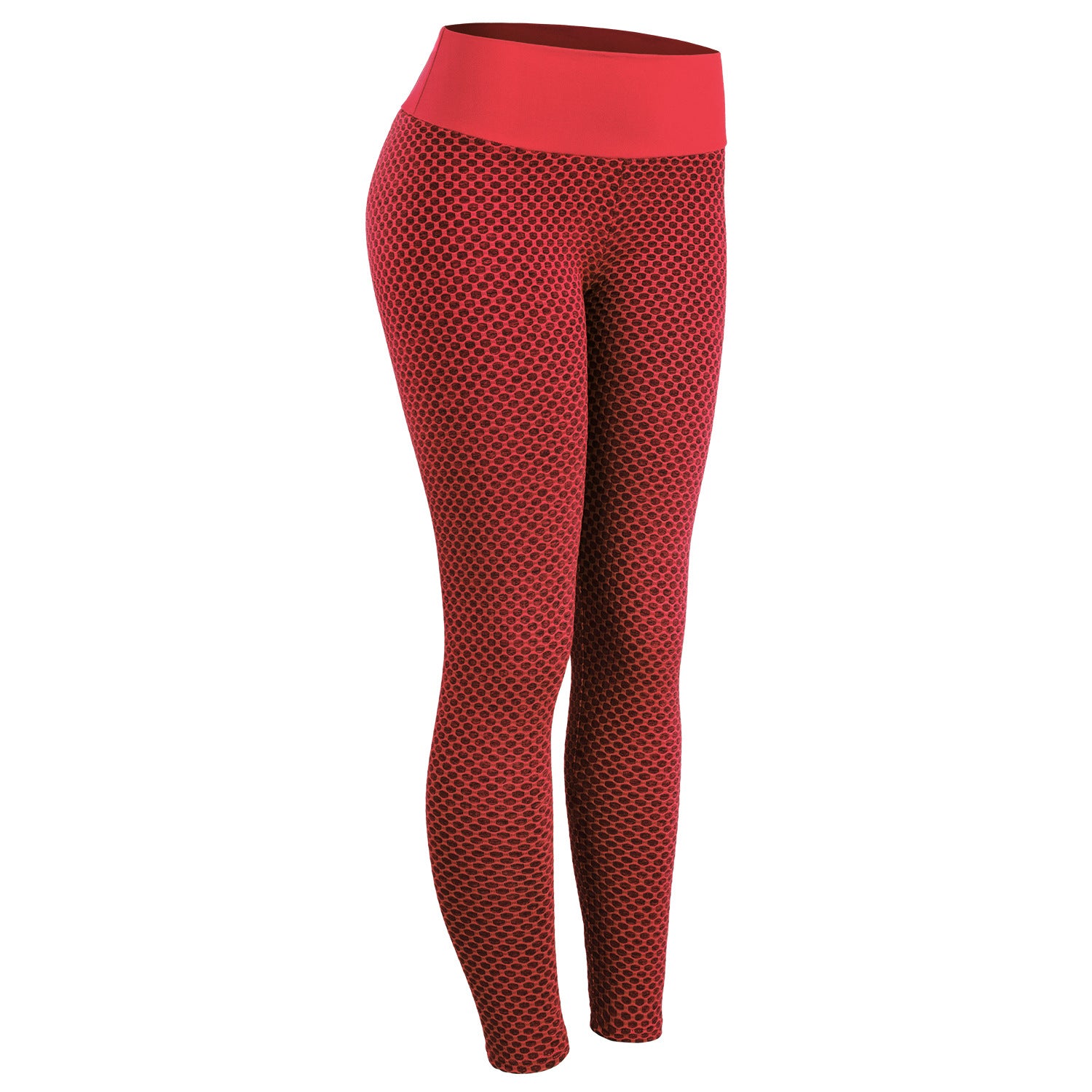 Red seamless textured high-waist leggings – Bluehorixon