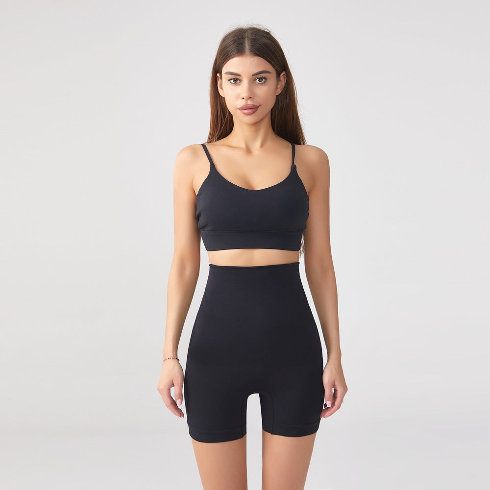 Black seamless shaping shorts back view